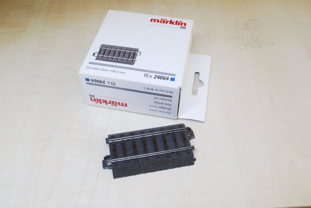 Binario Marklin C 24064 Corto 64,3mm Con Massicciata, Nuovo, Sistema C