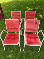 4er Set Gartenstühle Rot/Weiss stabelbar