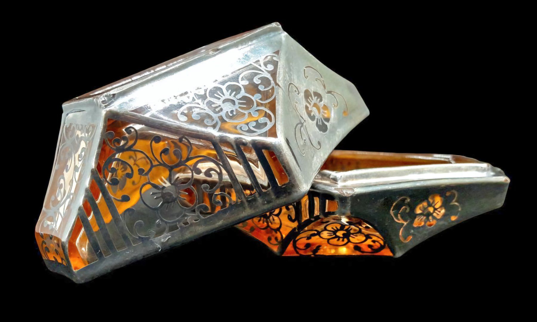 Dosen: Art Deco Silver Overlay Silberauflage Dose argent boîte – Gebraucht aus Tavannes von Brocashop
