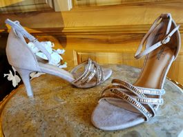 Elegante Sandaletten Gr. 40, Sommer-Schuhe mit Strass