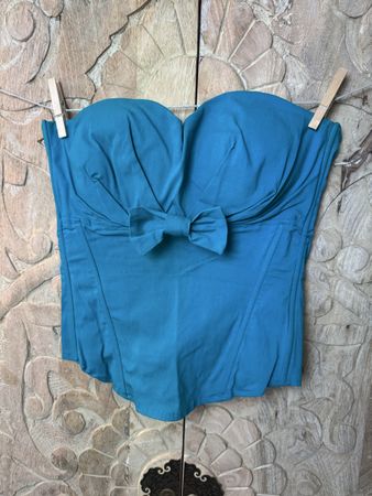 D’Gata Vintage Korsett-Top Türkis mit Schleife - M