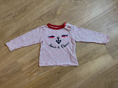 T-shirt longues manches rayé blanc/rouge Cadet Rousselle,24m