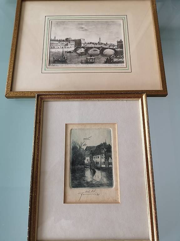 Gemälde: Lot de 11 tableaux - aquarelles - gravures etc.. – Gebraucht aus Bulle von italicum 2