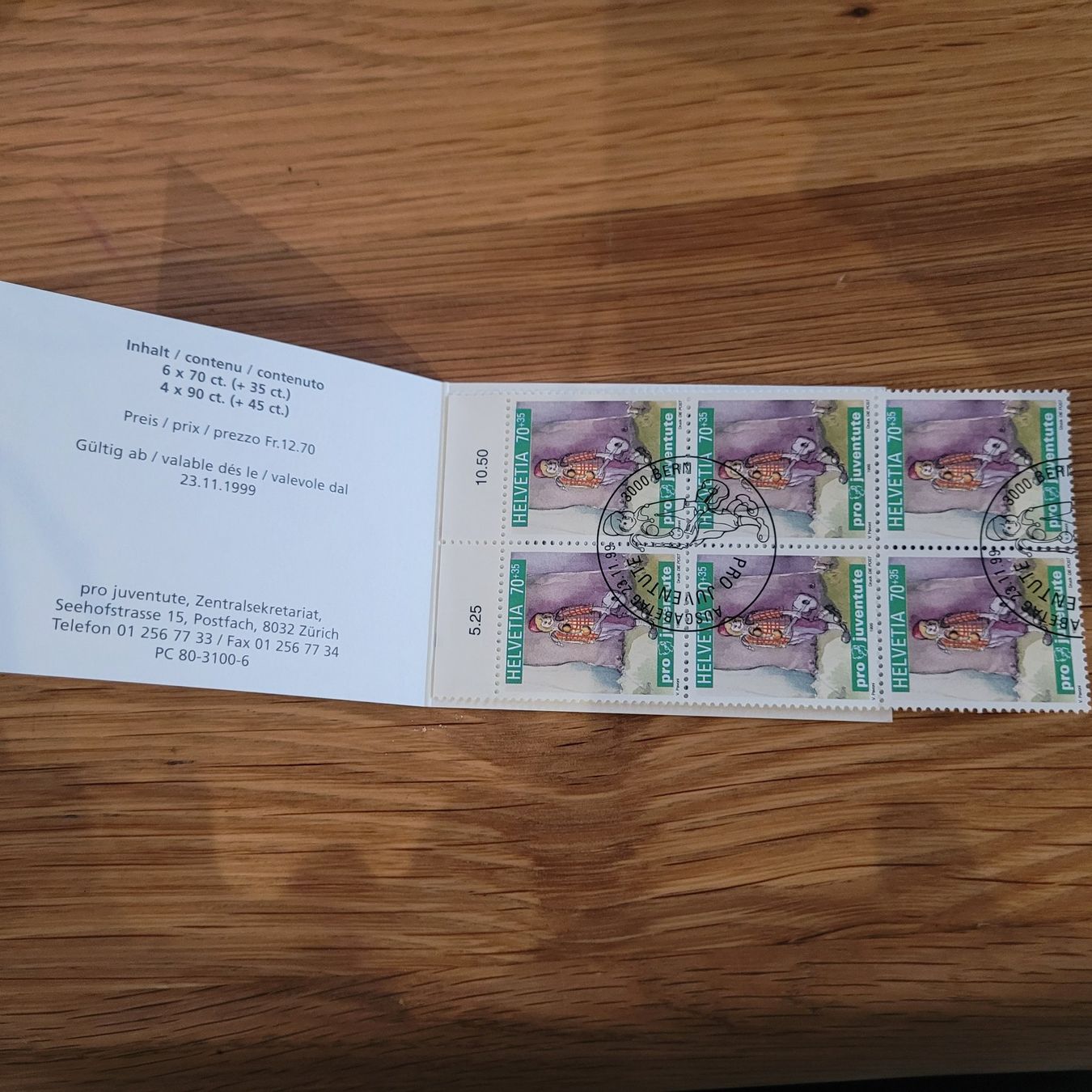 Tutti i francobolli: Markenheftchen Carnet De Timbre Pro Juventute 1999 – Usato da Biel/Bienne venduto da Destockweb 1