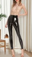 Vinyl Lack Leggings Schwarz