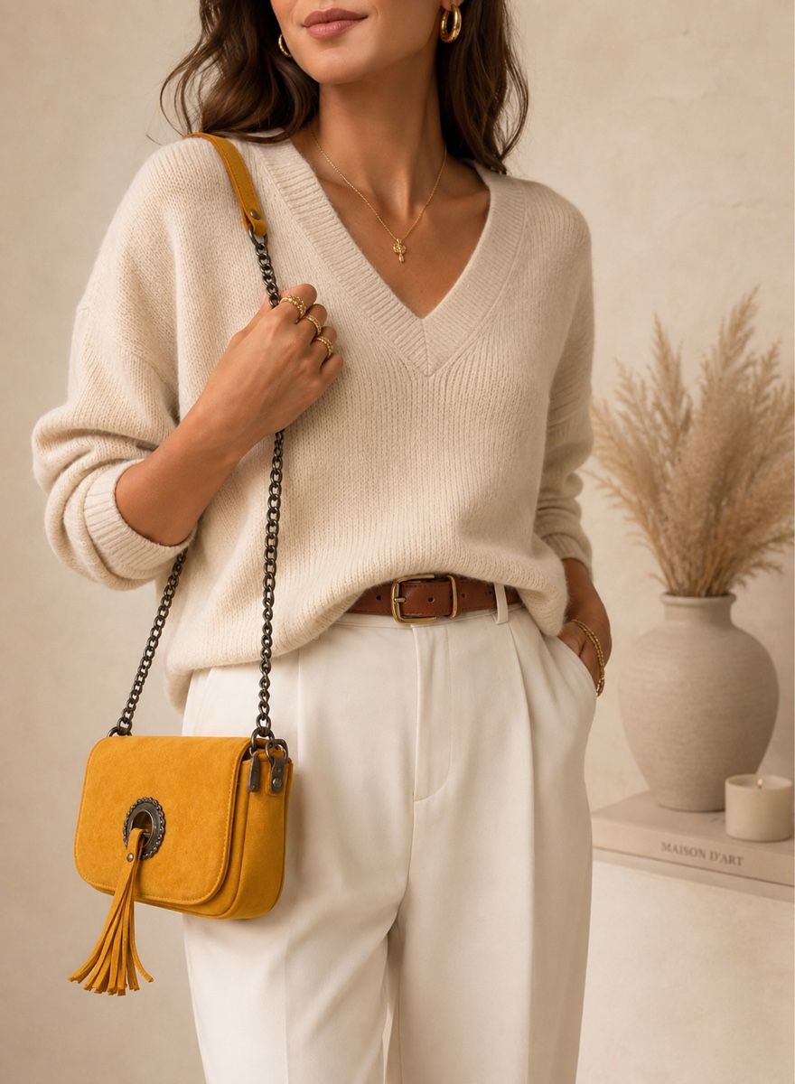Borse da donna: SAC BANDOULIÈRE JAUNE À FRANGES – Nuovo (secondo la descrizione) da Lausanne venduto da KeNaChic