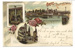 Gruss aus Rapperswil (SG) Schloss - Polen-Denkmal Litho 1898