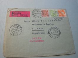 Eil-Brief 1937, schön frankier, Sonder-o Olten Munzingerplat