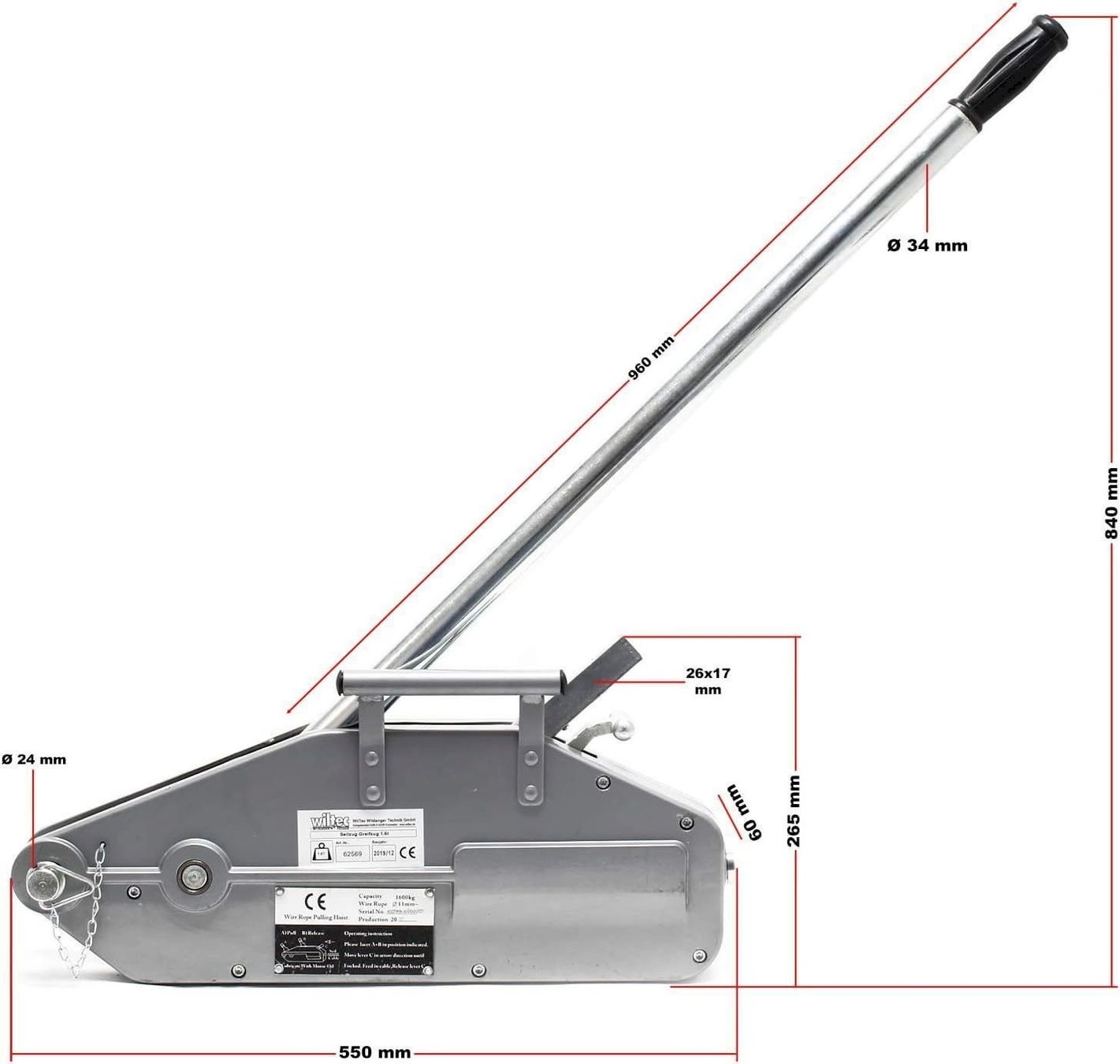 Altro per stoccaggio & trasporto: WilTec Seilzug bis 1600kg – Nuovo e nell'imballaggio originale da Bottighofen venduto da zaap 3