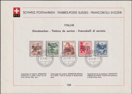 1948, Sammelblatt Nr.100 (OMS Nr.1-5) mit ET-Stempel K:150.-