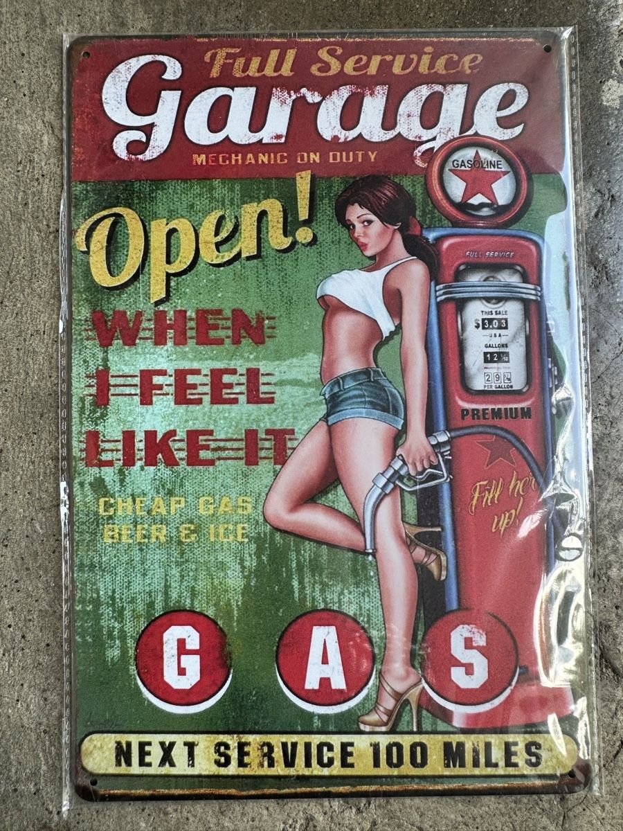 Insegne: Garage Gas Open pin up – Nuovo (secondo la descrizione) da Reinach AG venduto da rares75
