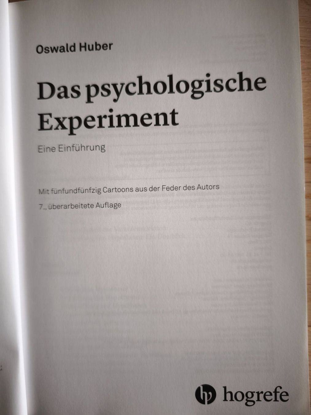 Libri: Das psychologische Experiment - Oswald Huber – Nuovo (secondo la descrizione) da Interlaken venduto da ekiram 1
