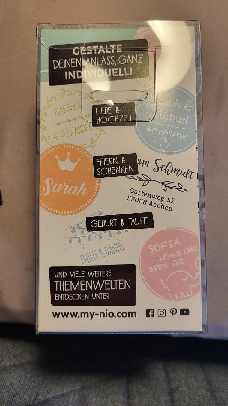 Timbri: NIO Stempel personalisierbar, neu & OVP, ink code – Nuovo e nell'imballaggio originale da Strengelbach venduto da maskil 3