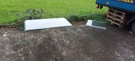 2 Designer Glastische "Clubtisch Nurglas"