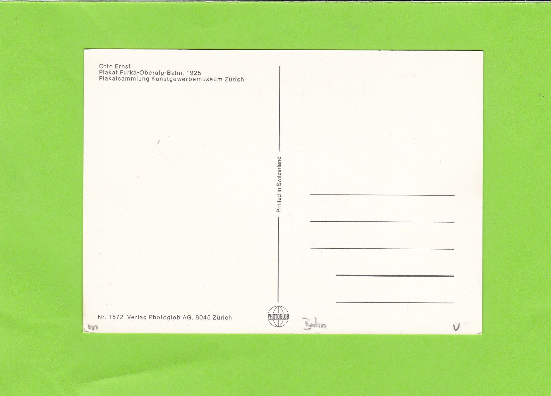 Cartoline postali: Plakat: Furka-Oberalp – Usato da St. Peterzell venduto da neckertal 1