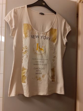 Damen T-Shirt creme Grösse 48 mit Print New York