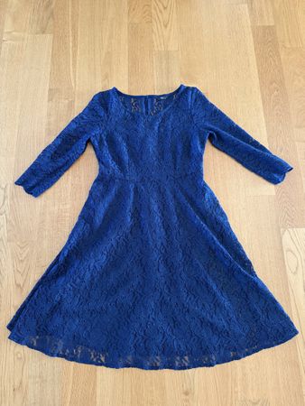 Woman cocktail lace dress, sparkling navy blue, size M