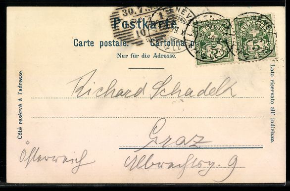 Cartes postales: Litho Genève, La Place Neuve et le Th – D'occasion à Berlin par bartko-reher 1
