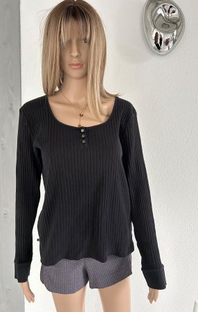Ralph Lauren Black Ribbed Knit Top L/ XL