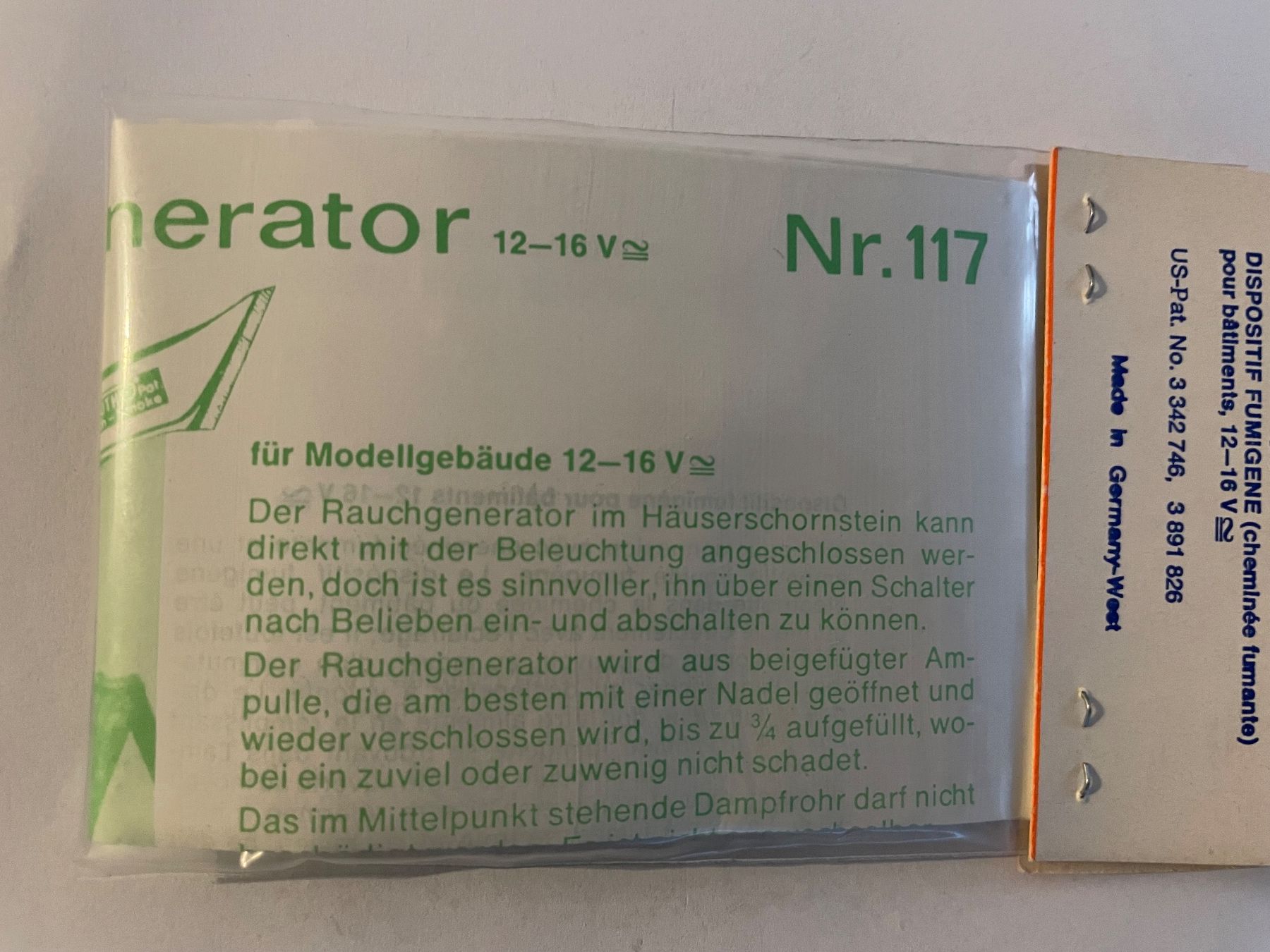 Modelleisenbahnen: SEUTHE 117 Rauchgenerator NEU OVP – Neu und originalverpackt aus Rorschach von Karotten 3
