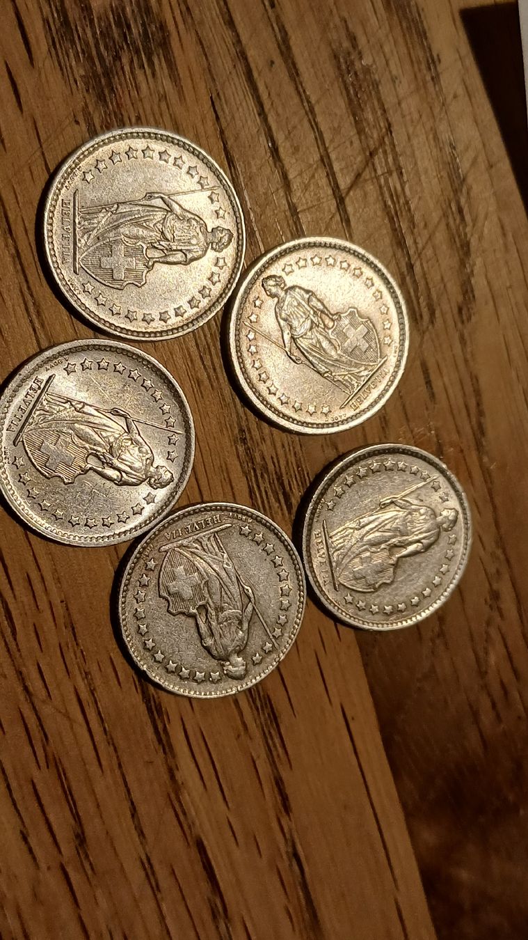 Tutti le monete: 5 X 50 Rappen Silber – Usato da Flawil venduto da Naphtali 9