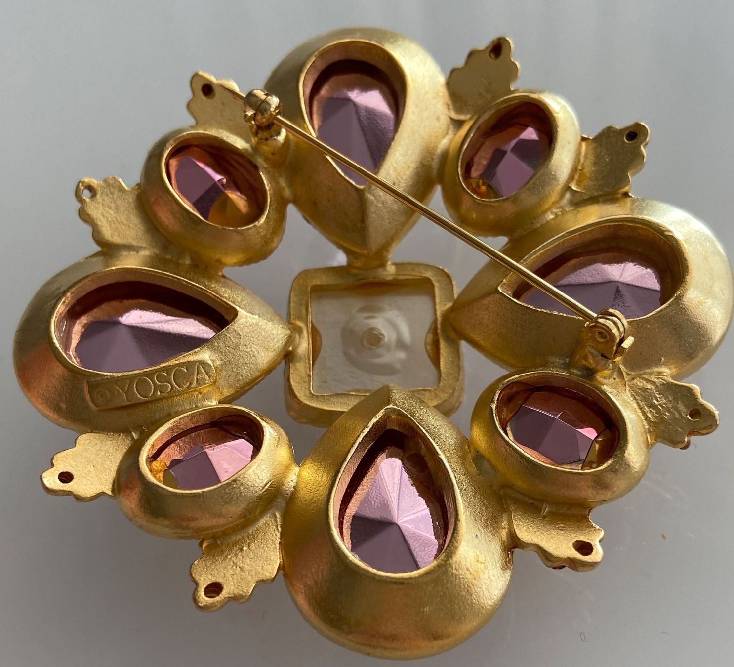 Spille & Fermagli: Vintage YOSCA Brosche Gold Rosa Steine – Usato da Birsfelden venduto da bibsii 2