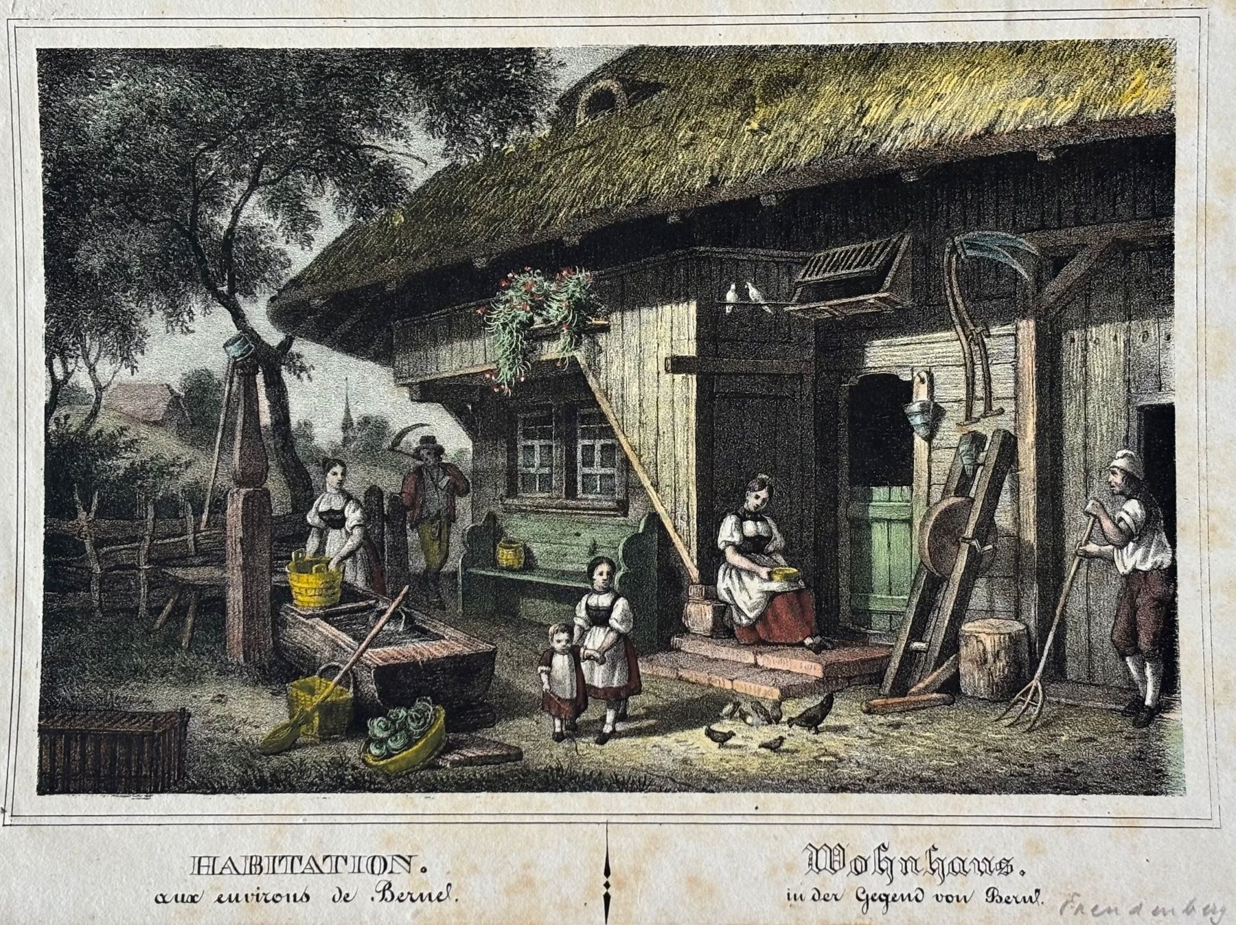 Grafiken & Lithographien: Weibel-Comtesse, kolorierte Lithographie,  Berner Wohnhaus – Gebraucht aus Frauenfeld von Merk52