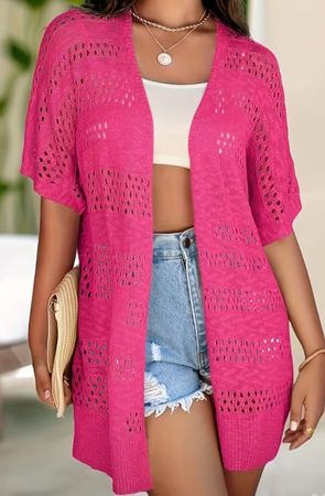 Gilet femme rose framboise ouvert taille L/Xl, neuf