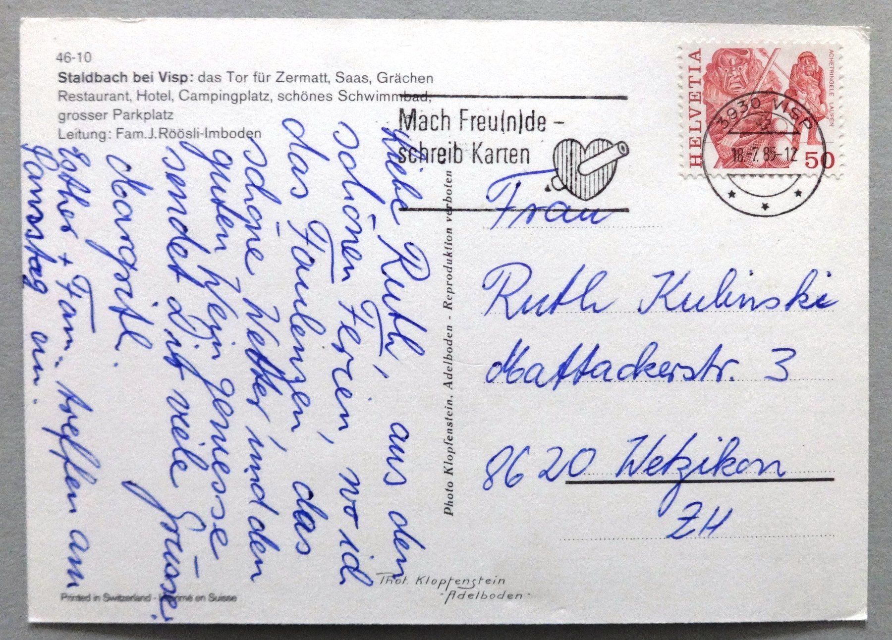 Cartes postales: Staldbach bei Visp – D'occasion à Fétigny par Billy2miny 1