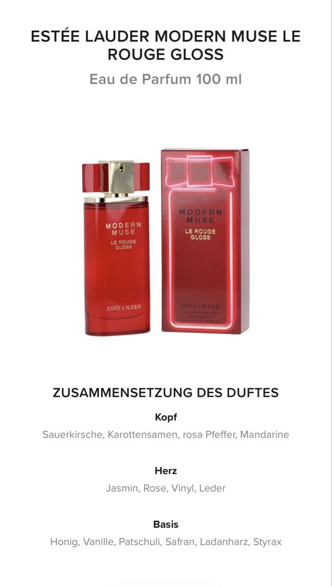 Estée Lauder Profumi & Eau de Toilette: Estée Lauder Modern Muse Le Rouge Gloss EdP 100ml – Nuovo (secondo la descrizione) da Langenthal venduto da BilliJ 1