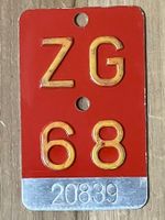 ZG 68 - VELONUMMER - FAHRRADSCHILD - PLAQUE DE VELO - ZG 68
