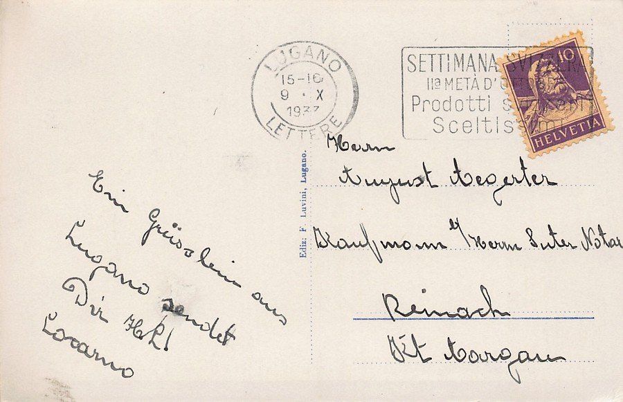 Cartoline postali: Lugano, Quai e Giardini, circolata 1933 – Usato da Frauenfeld venduto da POML 1