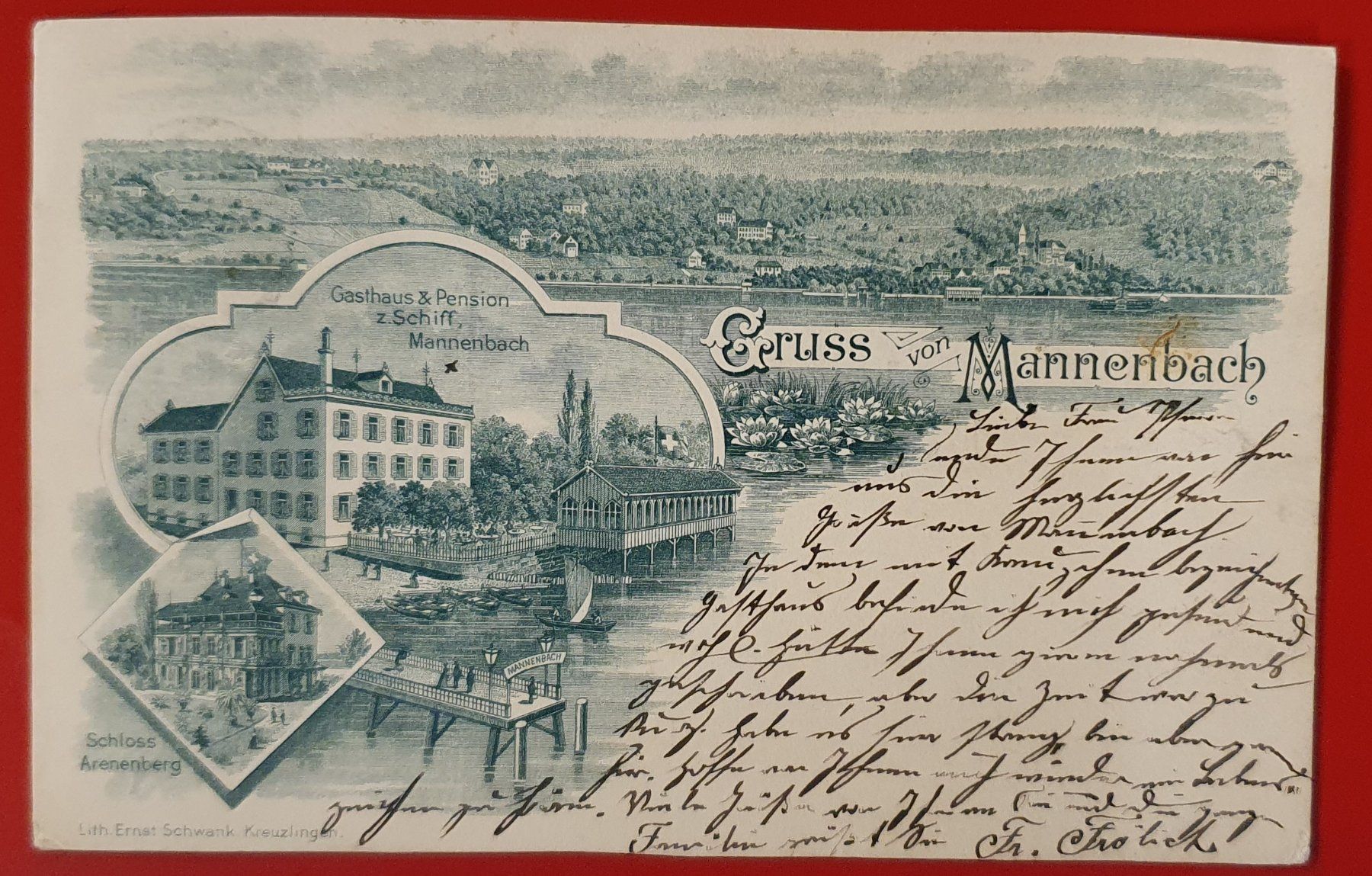 Cartoline postali: Gruss aus Mannenbach 1898 – Usato da Kreuzlingen venduto da Rschweiz1