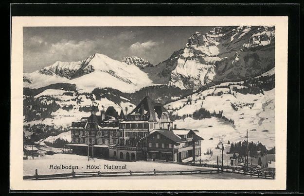 Cartoline postali: AK Adelboden, Hotel National – Usato da Berlin venduto da bartko-reher