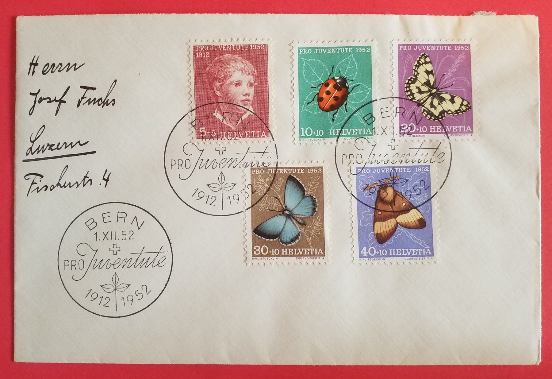 Alle Briefmarken: B197) 1952, Pro Juventute FDC Kt. 100.- – Gebraucht aus Baden von Eggi