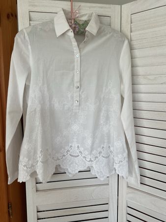 Gerry Weber  Gr. M Damen Bluse Weiss Grösse M Stickerei 