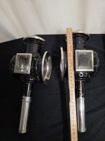 Antike Kutschenlampen Set 2 Stk. Zinn Messing Glas Retro 
