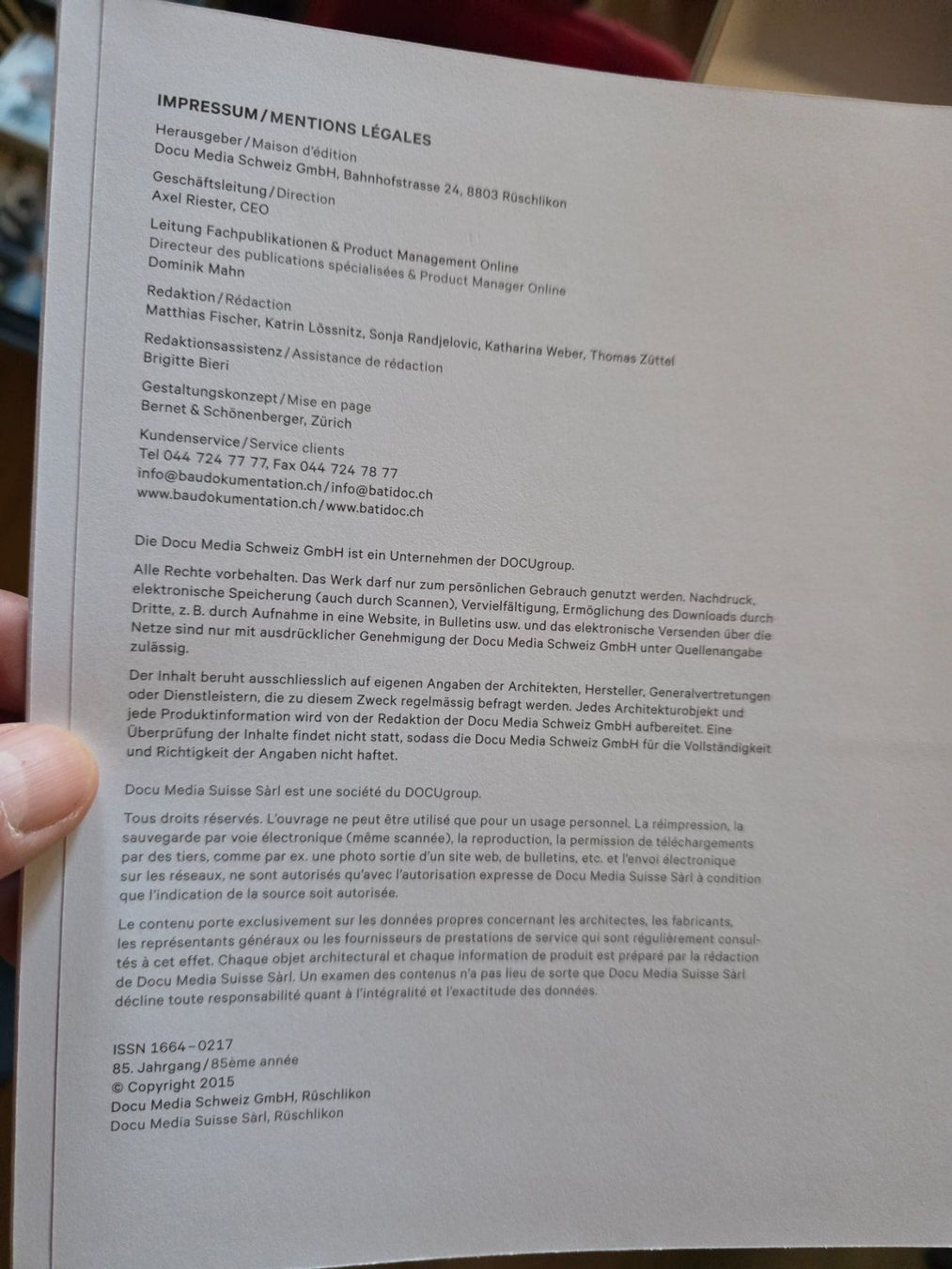 Libri: Schweizer Bau Dokumentation 2015 Neuwertig – Nuovo (secondo la descrizione) da Walterswil BE venduto da Lonitti 6