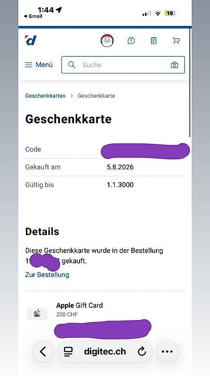 Bons: Apple Giftcard 200FR onlinecode – D'occasion à Necker par martin_zizou