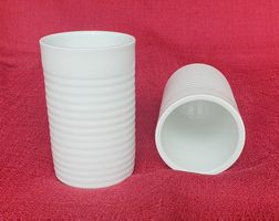 2 Stück -  TCM Porzellan-Becher weiss gerippt - Neu
