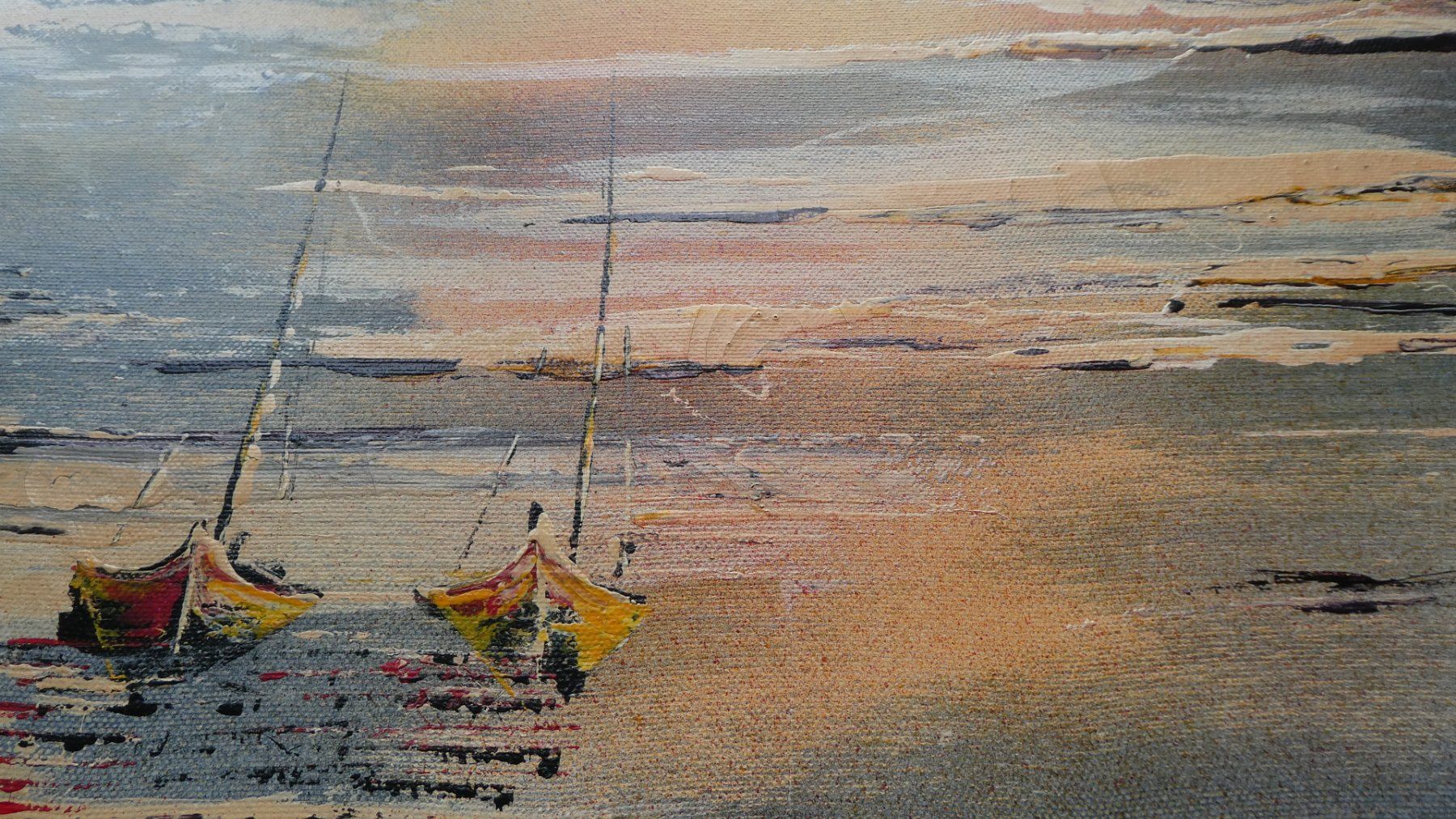 Gemälde: MENIN Gemälde, Boote Segelschiffe Strand, See Öl Grado – Gebraucht aus Frauenfeld von Astra13 6