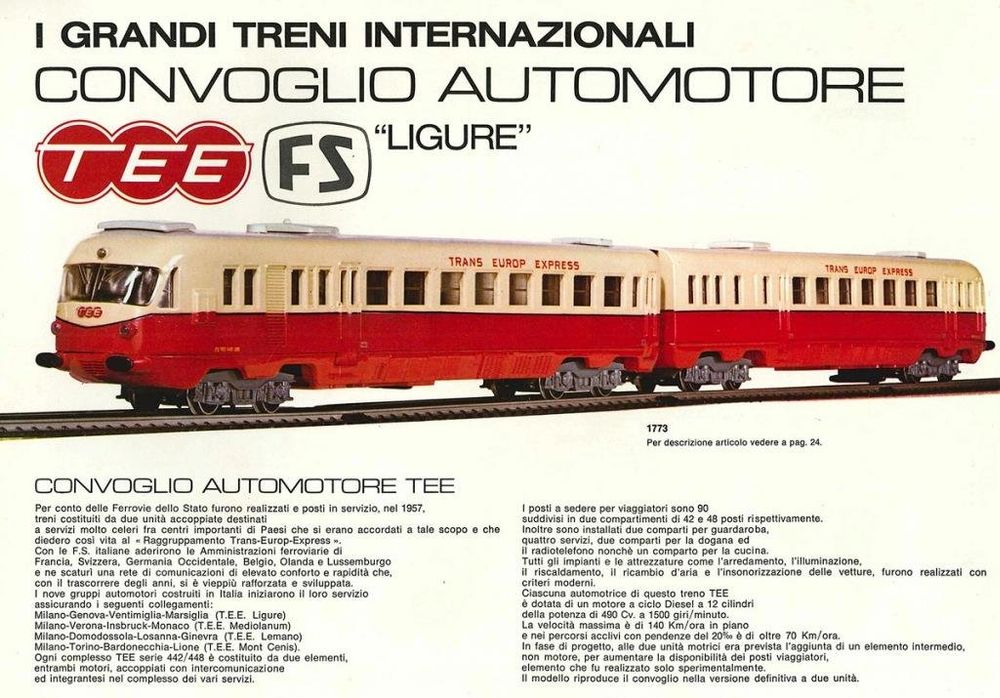 Rivarossi 1773 rame automotrice TEE Ligure  FS BO (Ref: #LE 646/R
