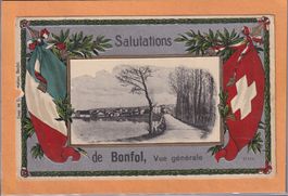 Salutations de Bonfol - carte gaufrée - 1917