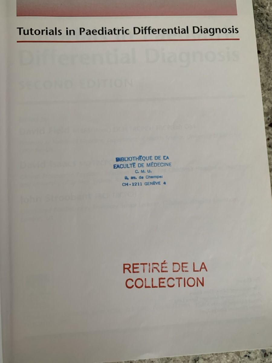 Bücher: Paediatric Differential Diagnosis, 2nd Edition, Field – Gebraucht aus Genève von sunsustains 9