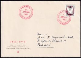 1945, W22 sauberer Brief mit Ausschnitt von BASEL