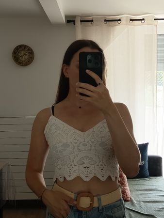 Croc top en dentelle blanc 