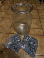Vase en verre + galets décoratifs gris - Neuf ✨
