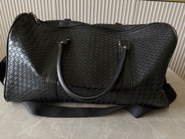 Black Woven Weave Travel Duffel Bag - Stylish