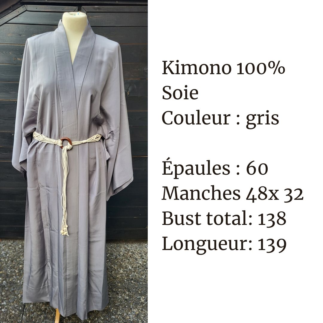 Internationale Kunst: Kimono en soie gris – Neu (gemäss Beschreibung) aus Fribourg von VictoriaShop7 7