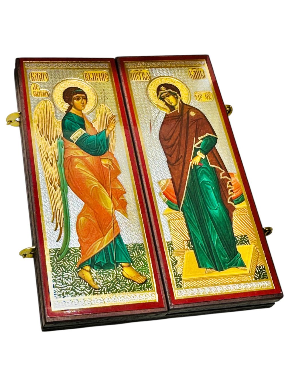 Dipinti: Triptyque orthodoxe bois représentant la Sainte Annonciation – Usato da Morges venduto da sauveurdetresors 1